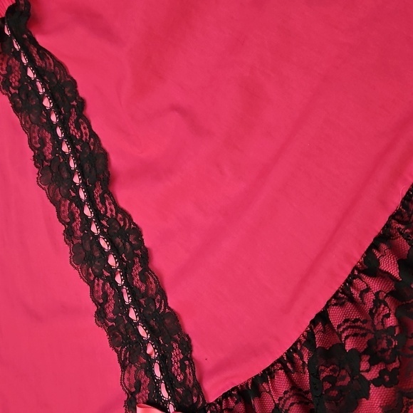 SQUARE UP FASHIONS Hot Pink Black Lace Ruffle Circle Dance Skirt - Picture 9 of 11